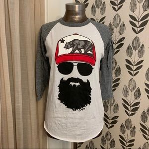 3/$25 Beardgang Baseball Tee with Full Logo Sz M